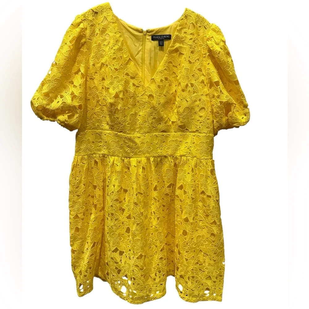 Prabal Gurung Bright Yellow mini dress plus size 20 - Picture 5 of 12